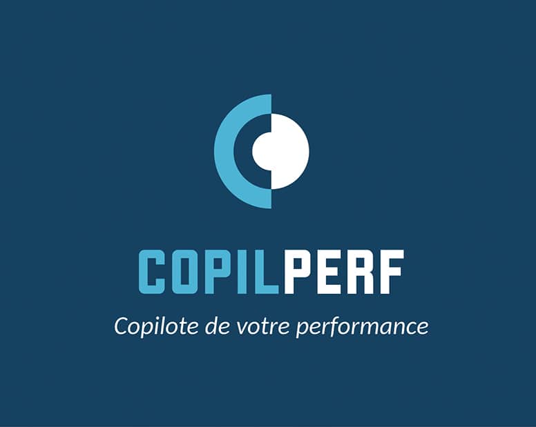 Logo copilperf sur fond bleu