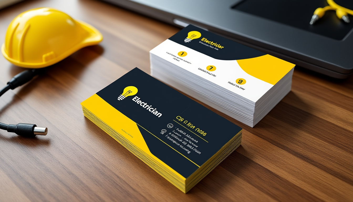 découvrez nos modèles de cartes de visite d'électricien personnalisables pour mettre en valeur votre professionnalisme et attirer de nouveaux clients facilement.